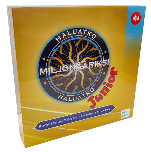Alga Haluatko Miljonääriksi Junior peli edullisesti HyväPeli.fi:stä. Hinta: 22,90 €. Tuoteryhmät: Lautapelit ja seurapelit, Tietopelit, Opettavat pelit