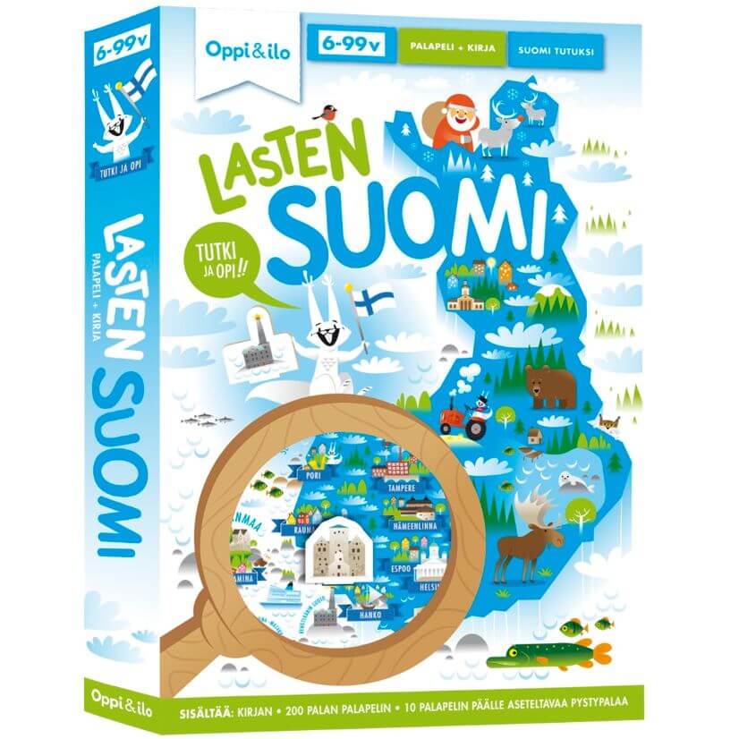 Oppi&ilo Lasten Suomi palapeli ja kirja peli edullisesti HyväPeli.fi:stä. Hinta: 15,90 €. Tuoteryhmät: Palapelit, Opettavat pelit