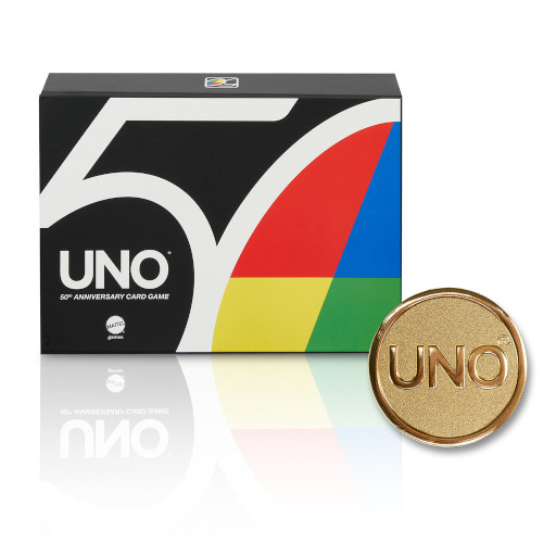 Mattel Uno Premium 50v. juhlapainos peli edullisesti HyväPeli.fi:stä. Hinta: 23,50 €. Tuoteryhmä: Korttipelit.