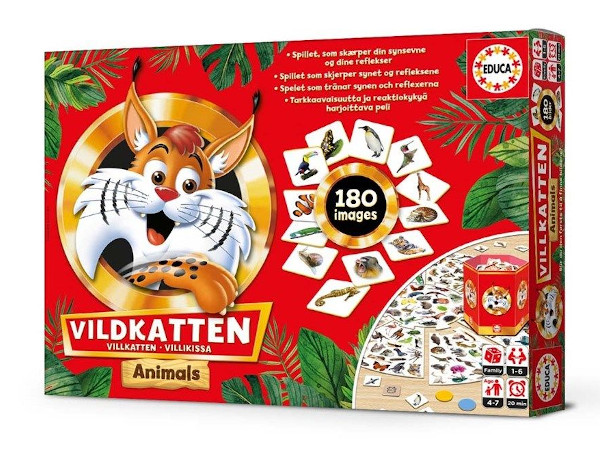 Educa Villikissa Animals peli edullisesti HyväPeli.fi:stä. Hinta: 19,90 €. Tuoteryhmät: Lautapelit ja seurapelit, Opettavat pelit